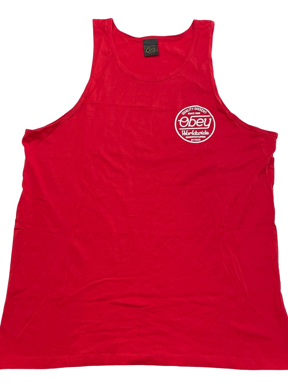 Obey Worldwide Quality Dissent Small Chest Graphic Tank Top Size L (Retail $35)